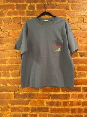 BODE Short-Sleeve Pocket Tee in Slate Blue with Embroidered Logo